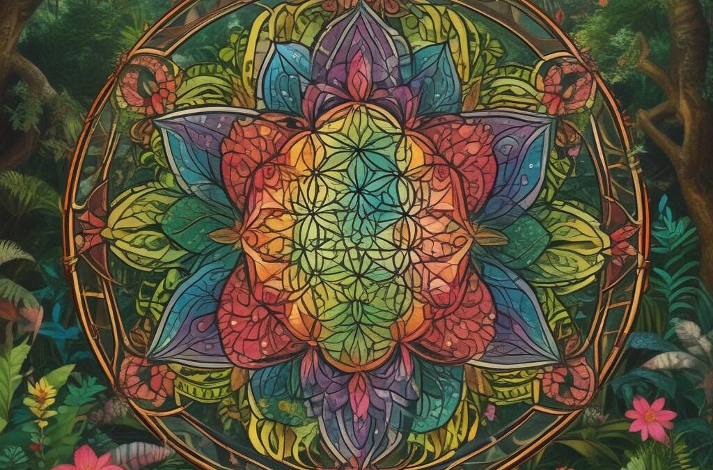 The connection between Ayahuasca and the Flower of Life geometry pattern can be explored through their shared themes of interconnectedness and spiritual awakening